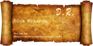 Dick Rikarda névjegykártya
